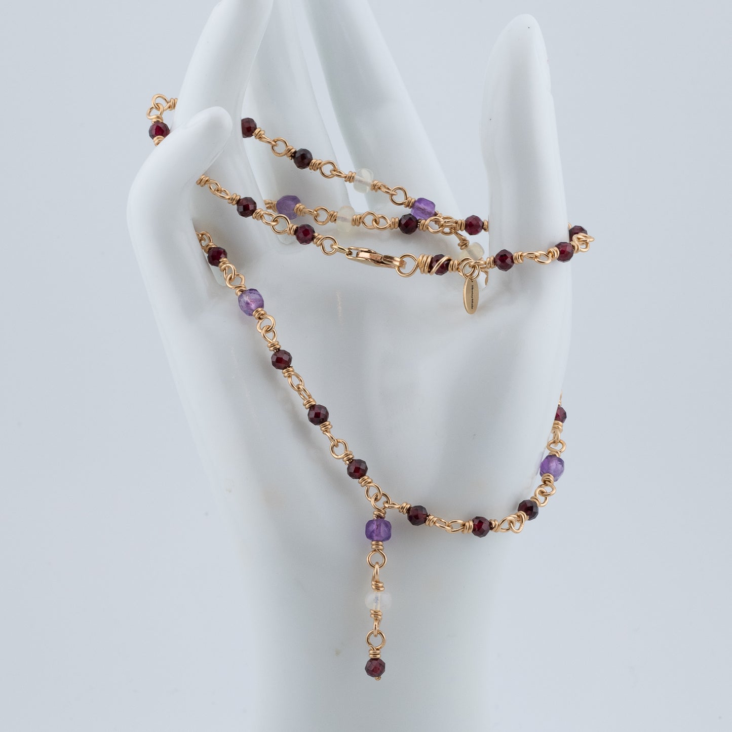 The Celestial Velvet Necklace – Garnet, Amethyst & Opal