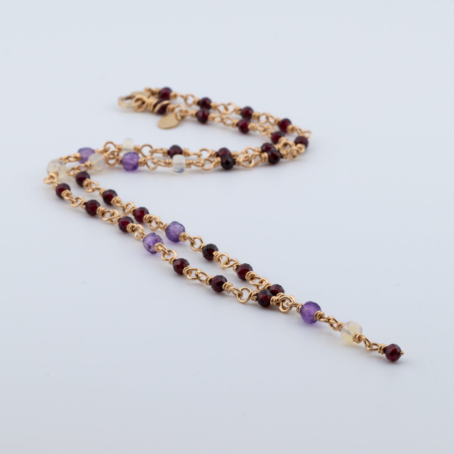 The Celestial Velvet Necklace – Garnet, Amethyst & Opal