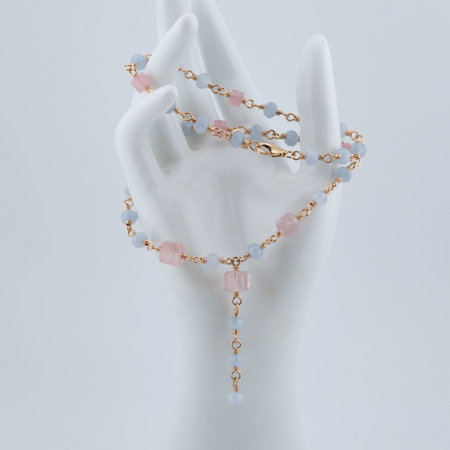 The Serenity Shore Necklace – Aquamarine & Rose Quartz