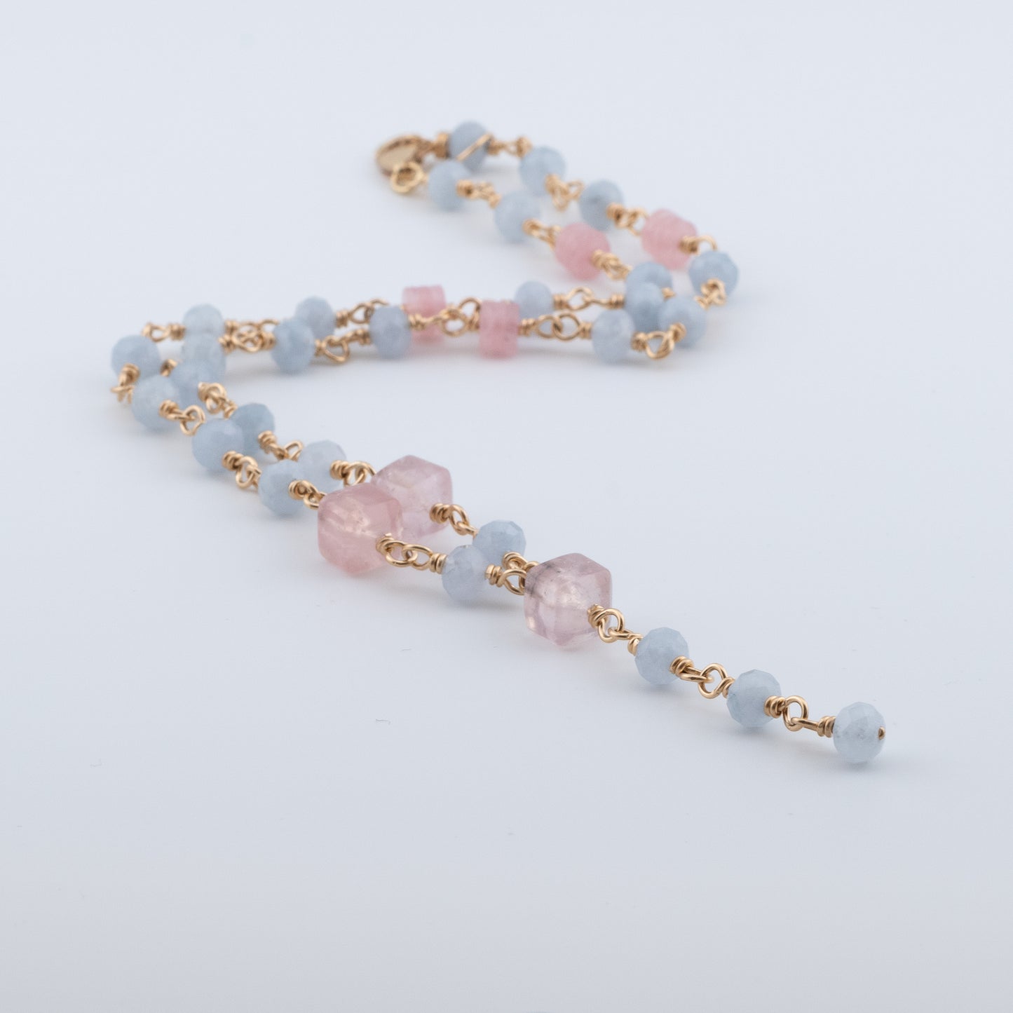The Serenity Shore Necklace – Aquamarine & Rose Quartz