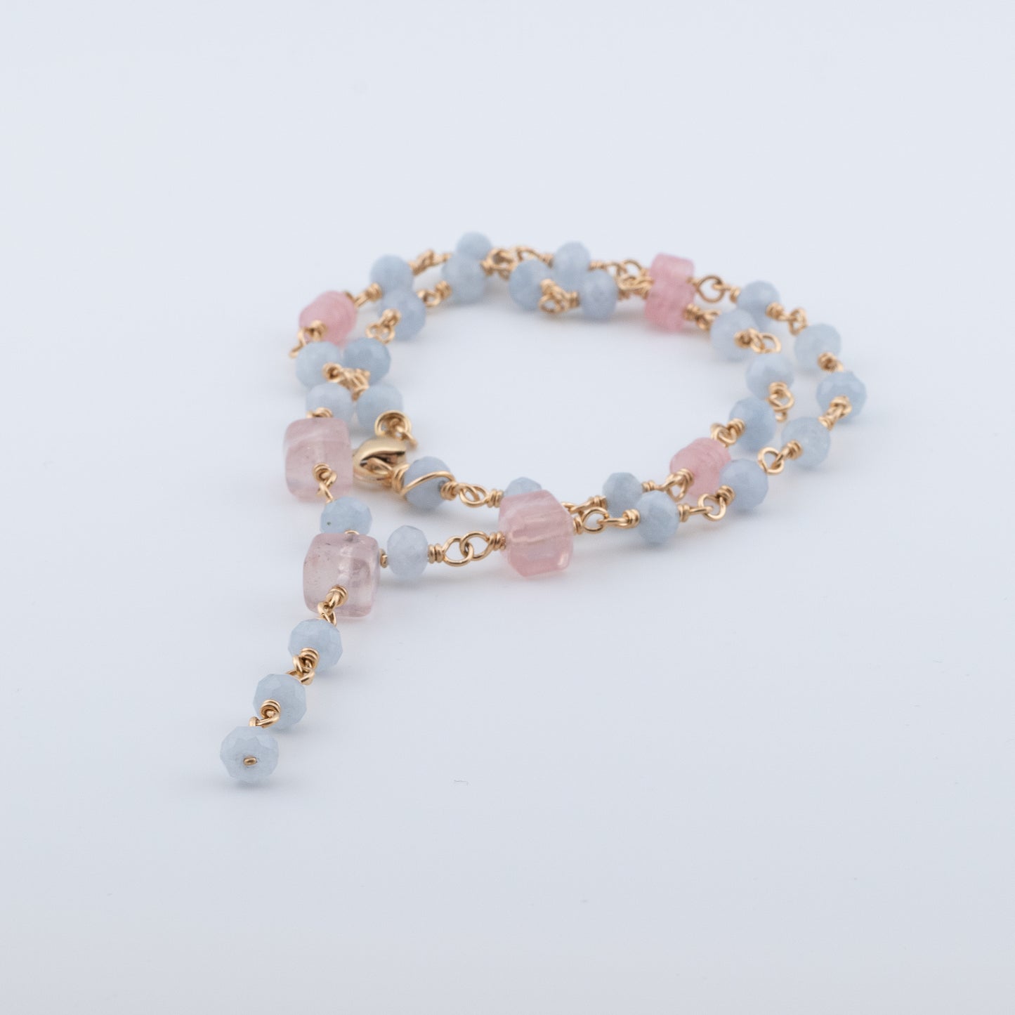 The Serenity Shore Necklace – Aquamarine & Rose Quartz