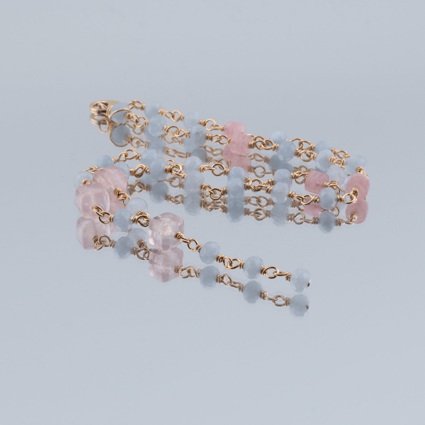 The Serenity Shore Necklace – Aquamarine & Rose Quartz