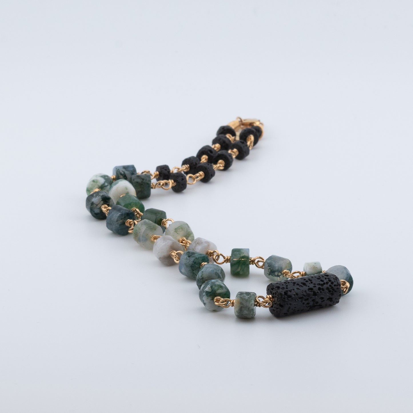 The Terra & Grove Necklace – Moss Agate & Black Lava
