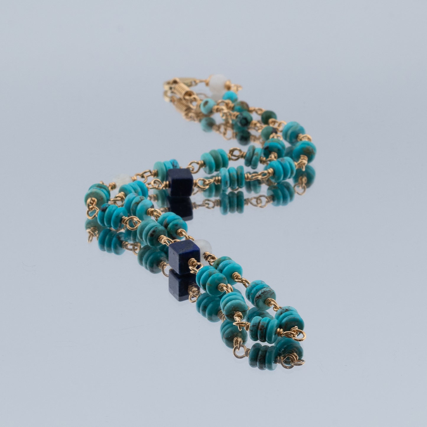 The Aegean Sky Necklace – Turquoise, Lapis & Moonstone