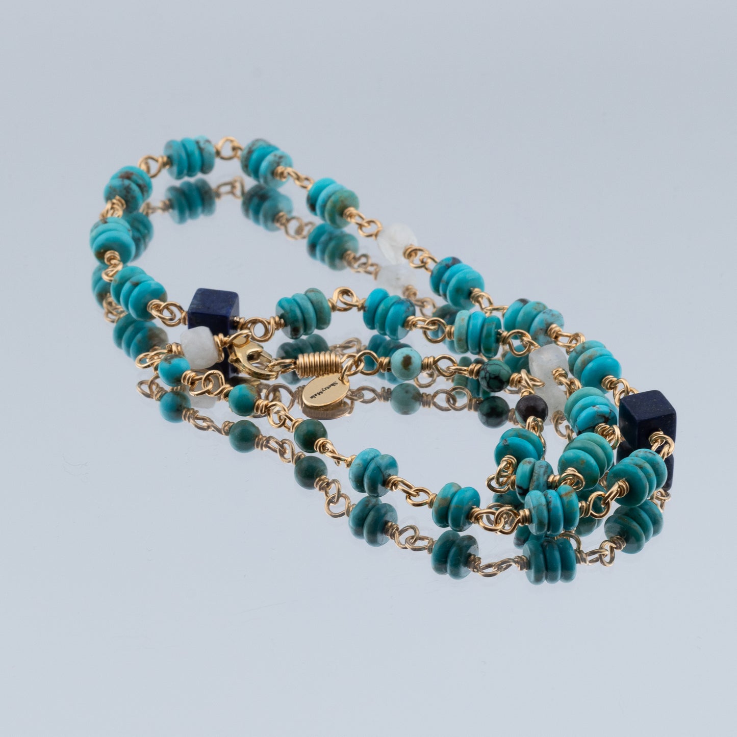 The Aegean Sky Necklace – Turquoise, Lapis & Moonstone