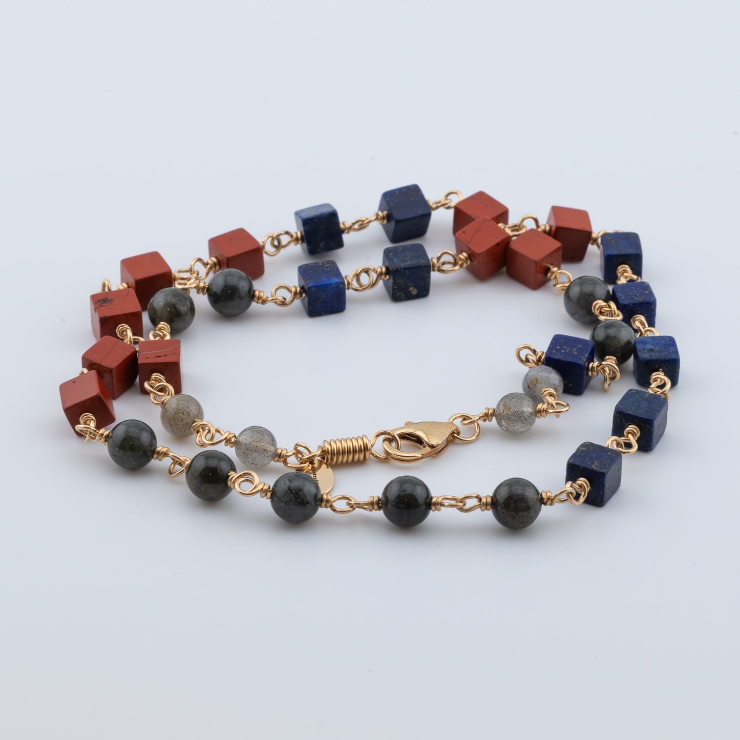 The Isometric Guardian Necklace – Lapis, Jasper & Labradorite