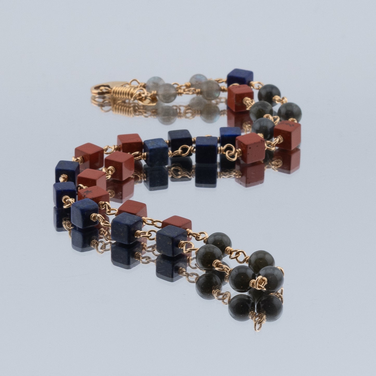 The Isometric Guardian Necklace – Lapis, Jasper & Labradorite