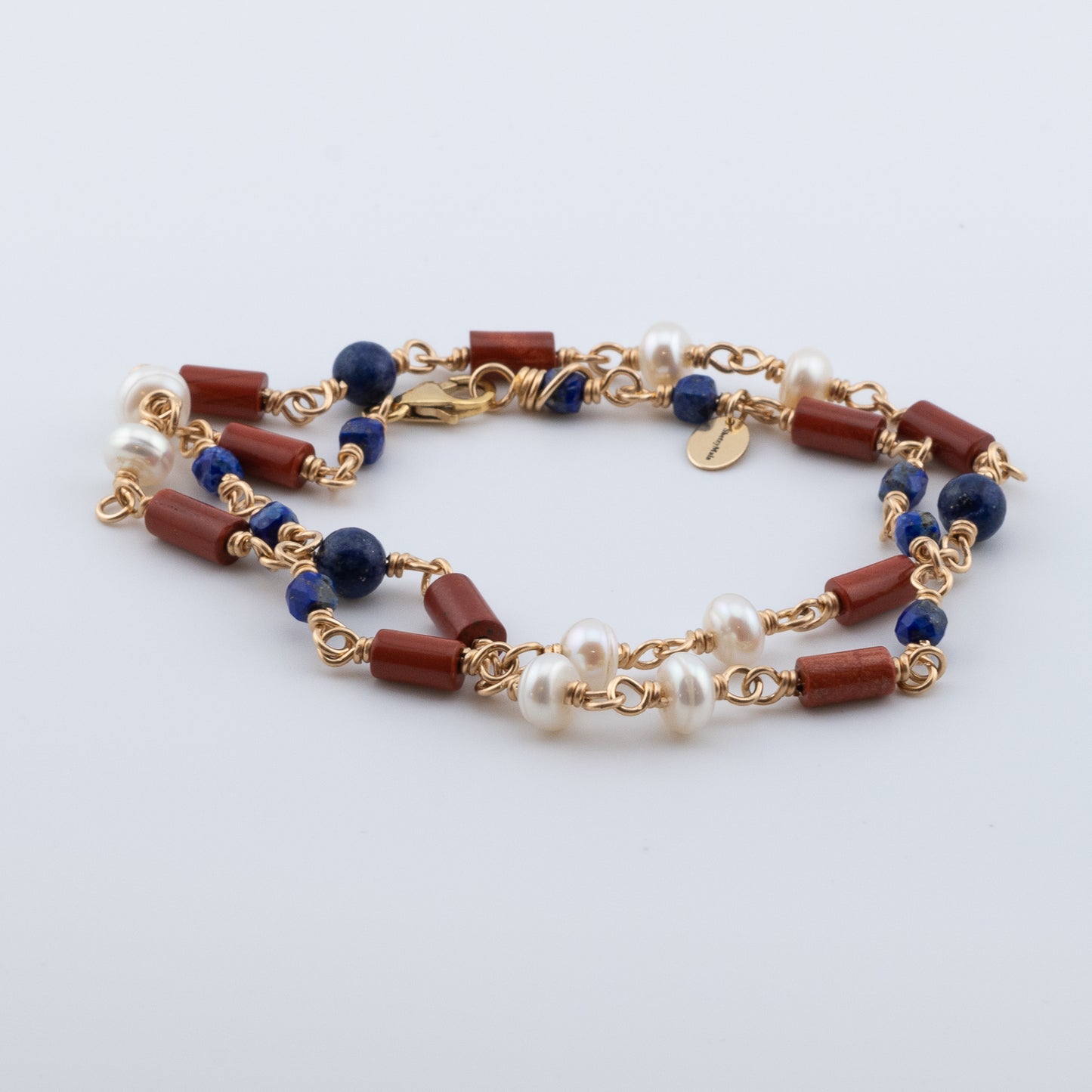 The Heritage Coast Necklace – Red Jasper, Pearl & Lapis
