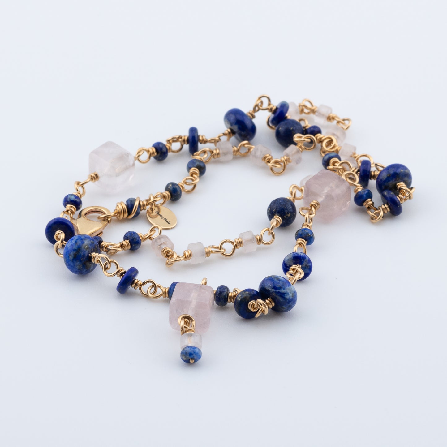 The Twilight & Rose Drop Necklace – Lapis & Rose Quartz