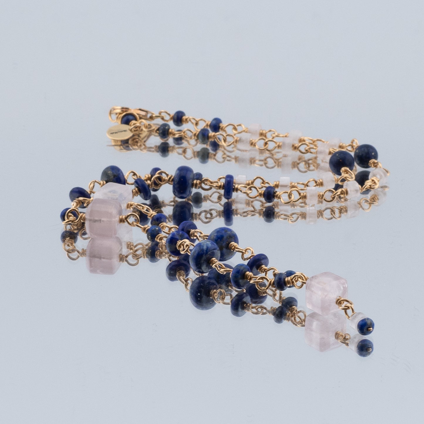 The Twilight & Rose Drop Necklace – Lapis & Rose Quartz