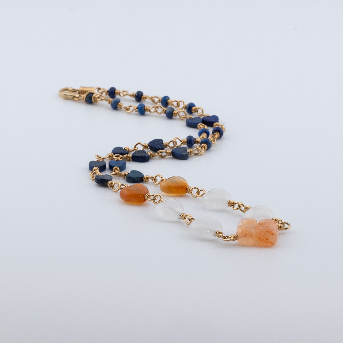The Necklace of Hearts – Carnelian, Lapis & Quartz