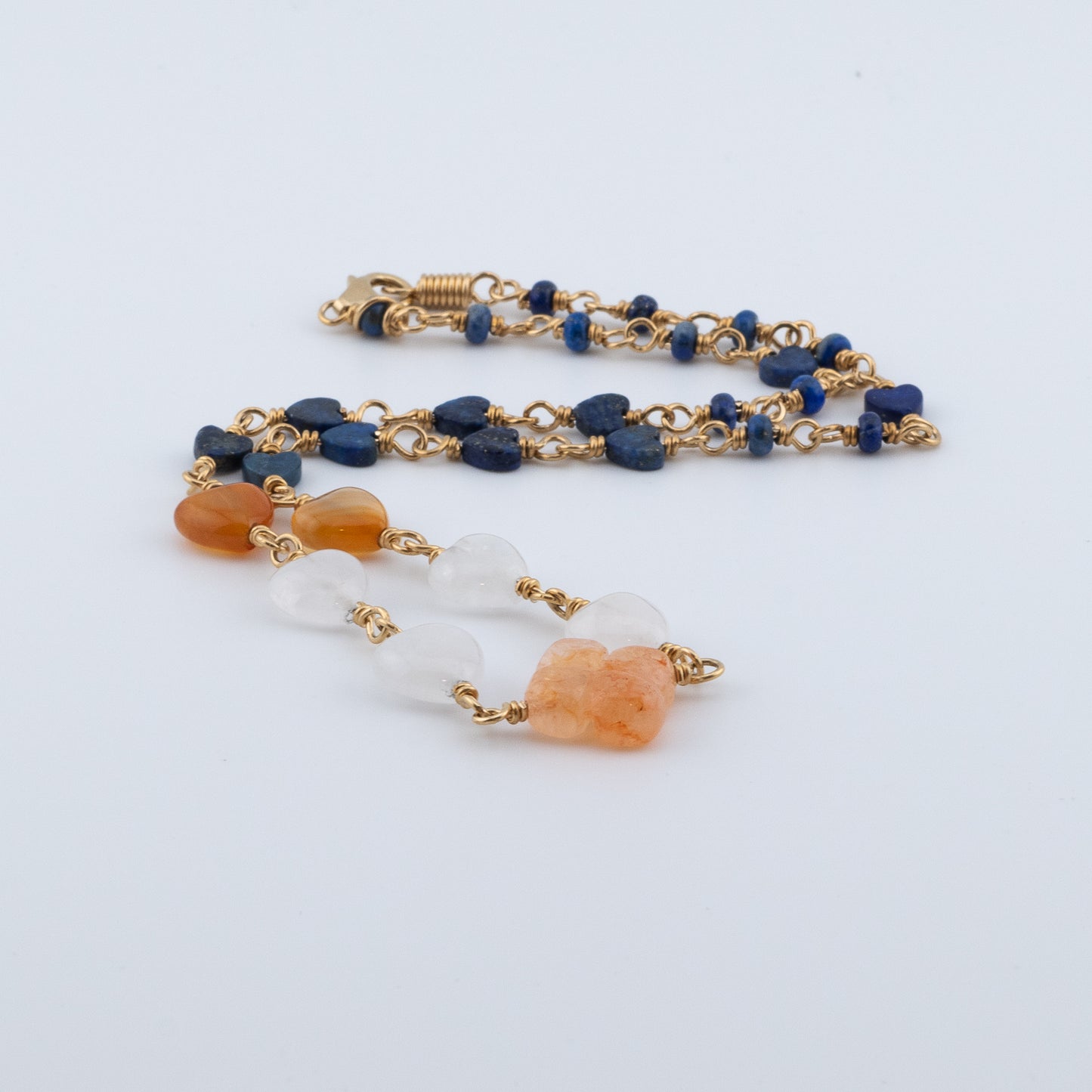 The Necklace of Hearts – Carnelian, Lapis & Quartz