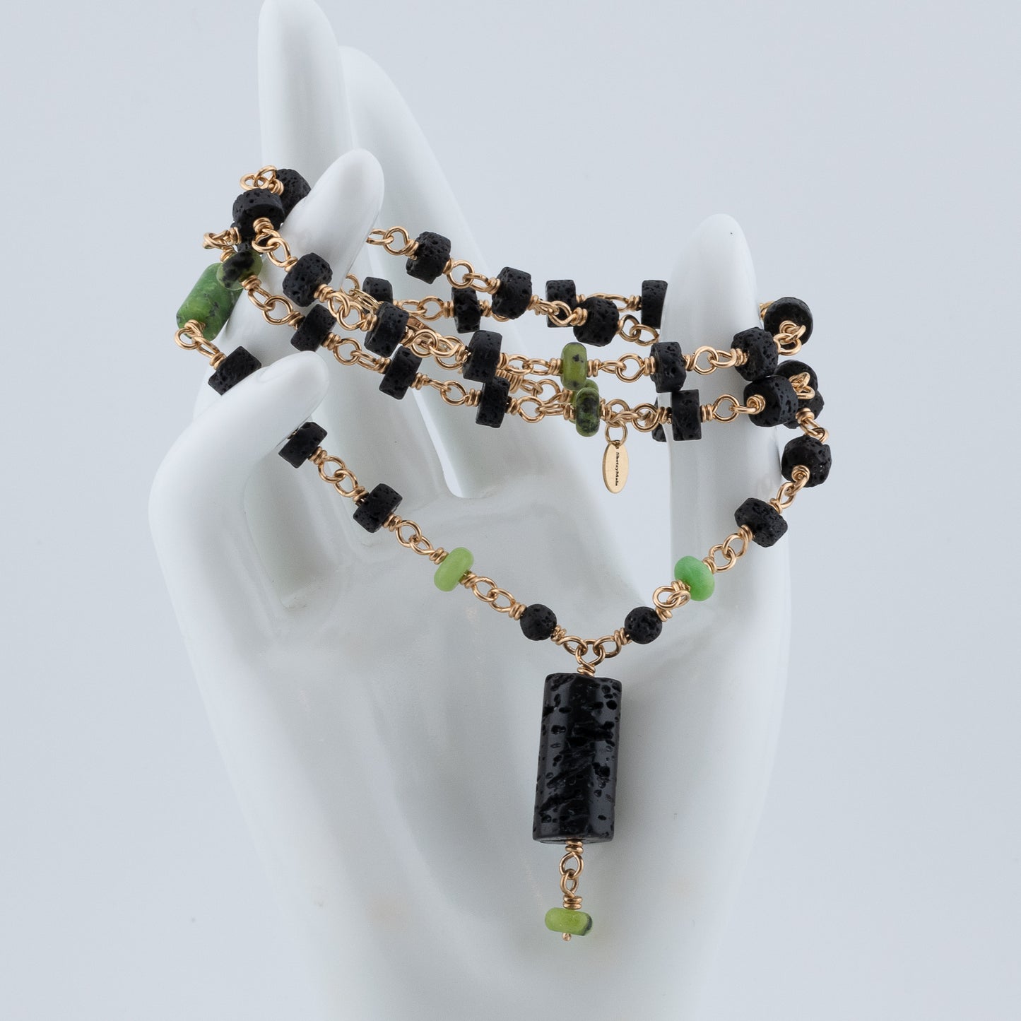 The Verdant Earth Necklace – Chrysoprase & Black Lava
