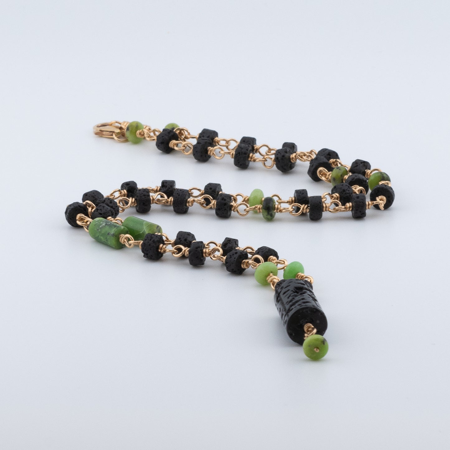 The Verdant Earth Necklace – Chrysoprase & Black Lava