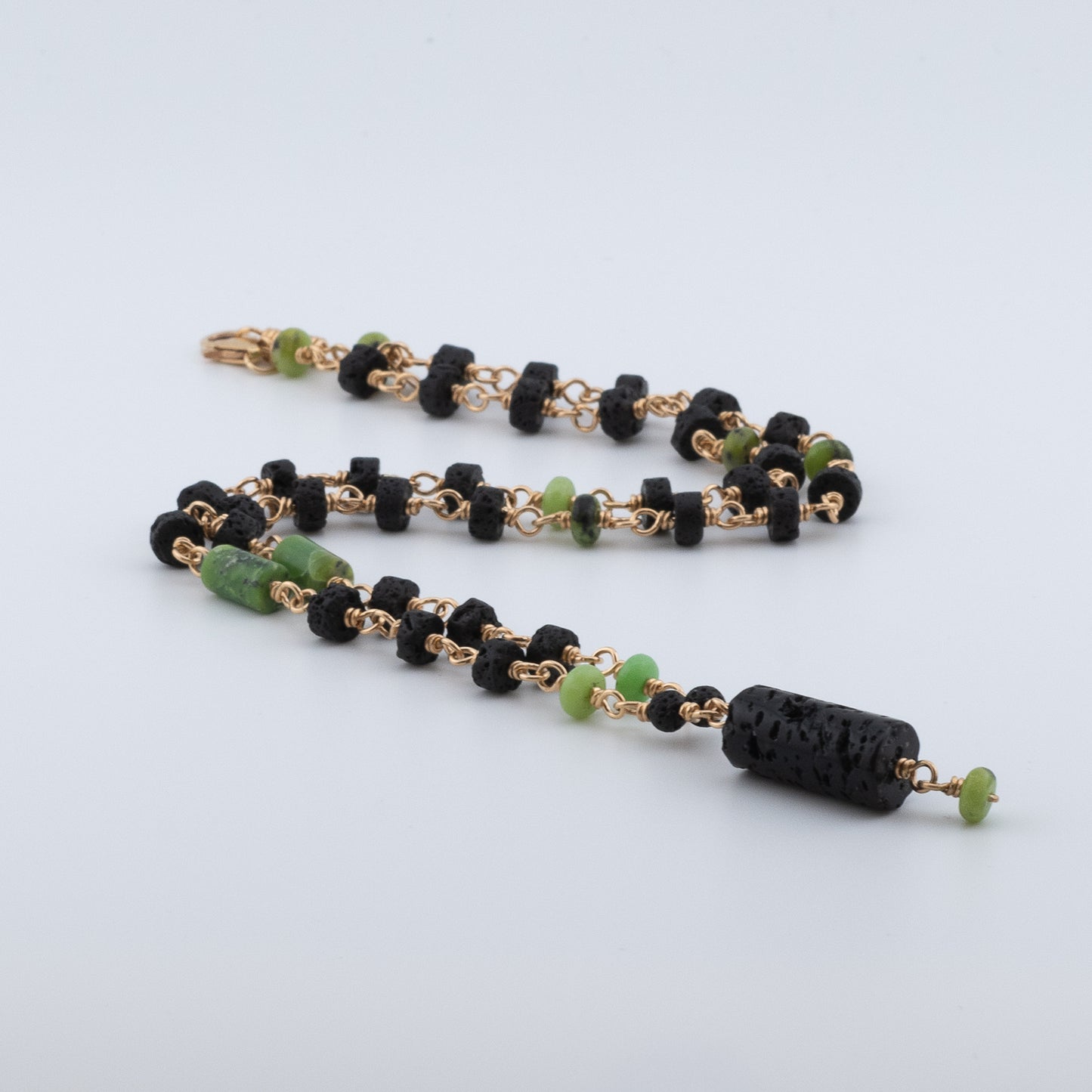 The Verdant Earth Necklace – Chrysoprase & Black Lava