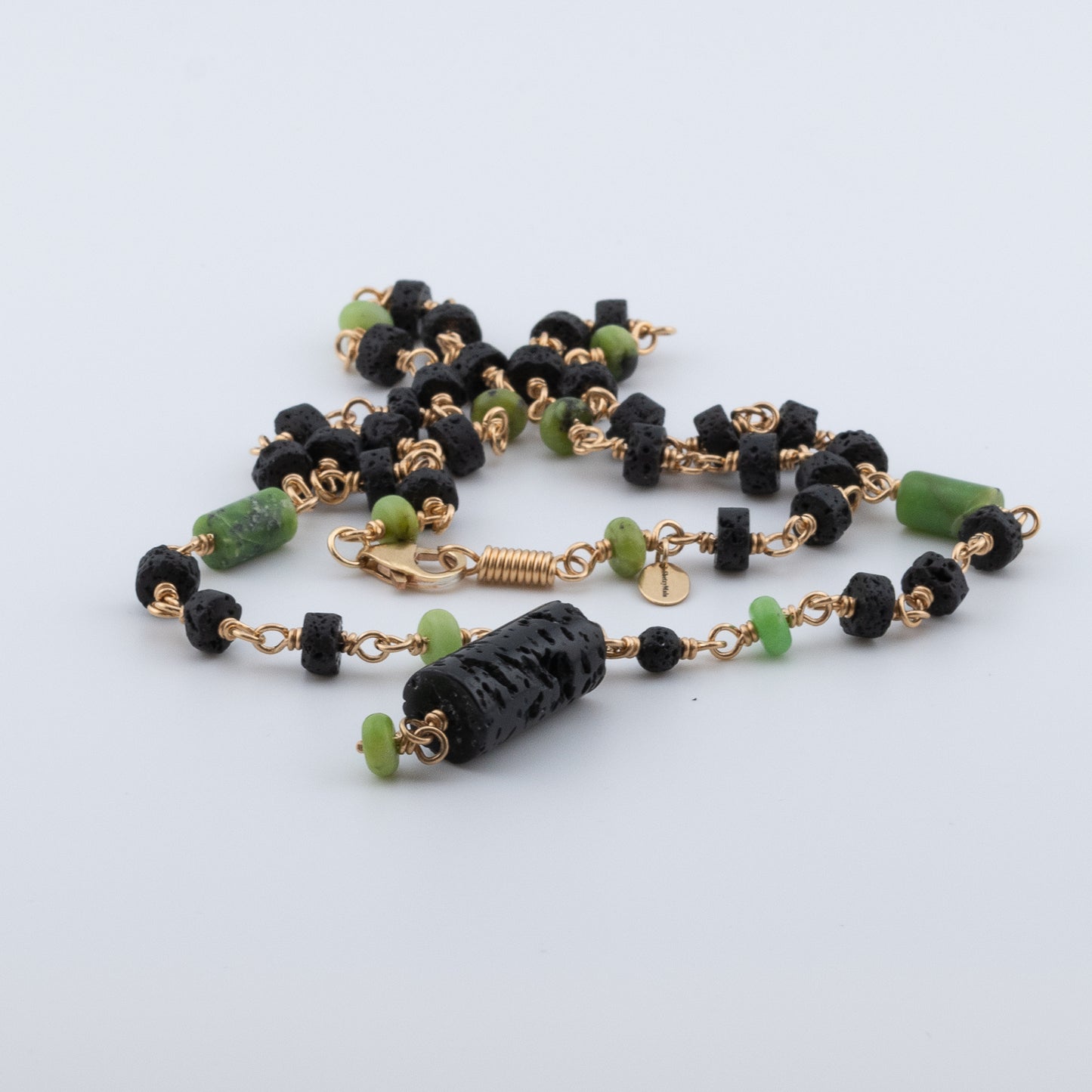 The Verdant Earth Necklace – Chrysoprase & Black Lava