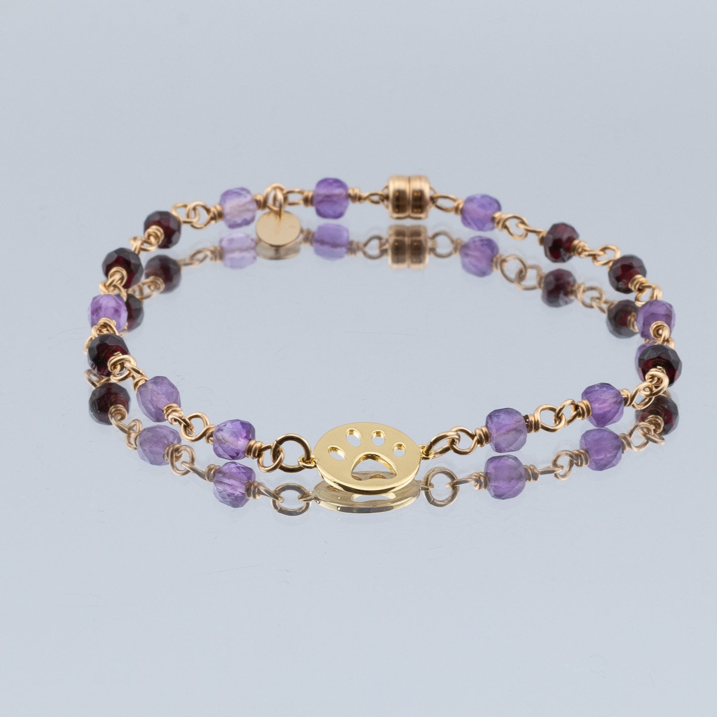 The Faithful Heart Bracelet – Amethyst, Garnet & Paw