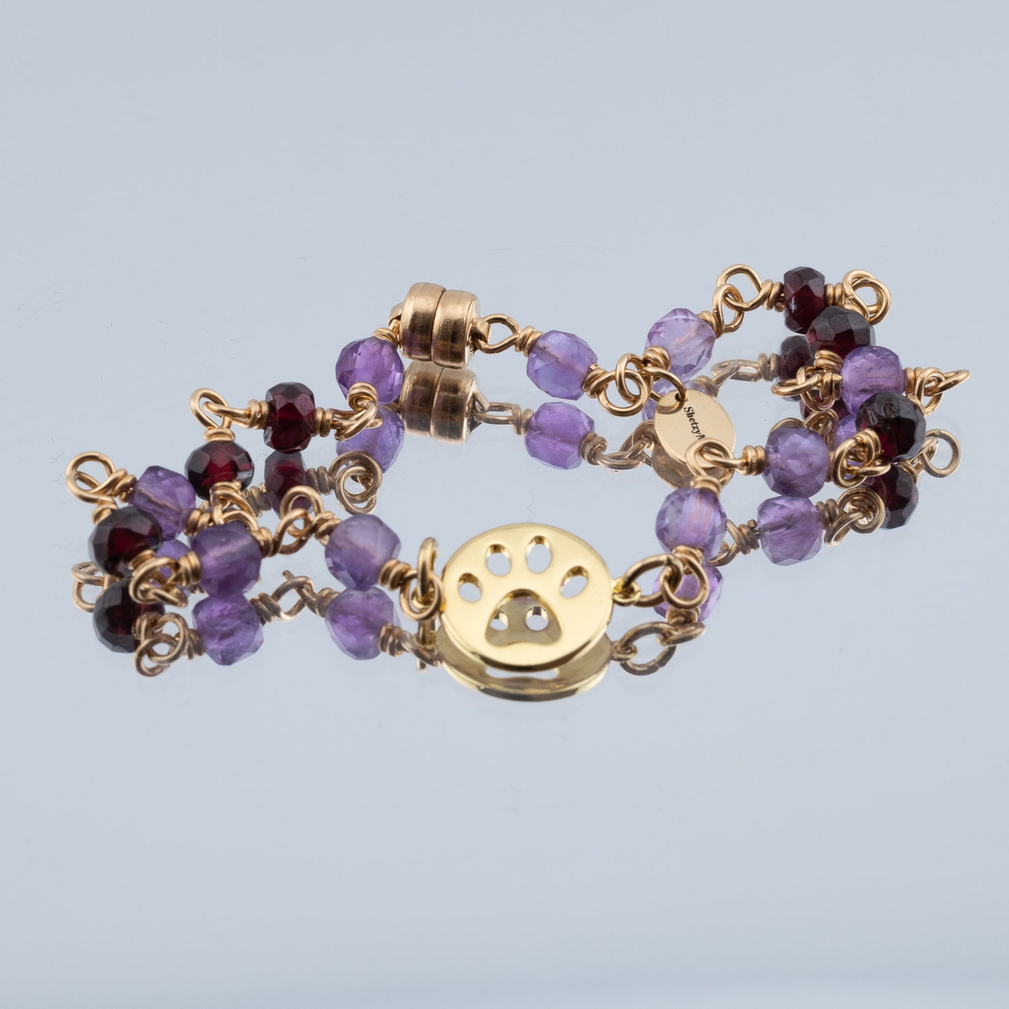 The Faithful Heart Bracelet – Amethyst, Garnet & Paw