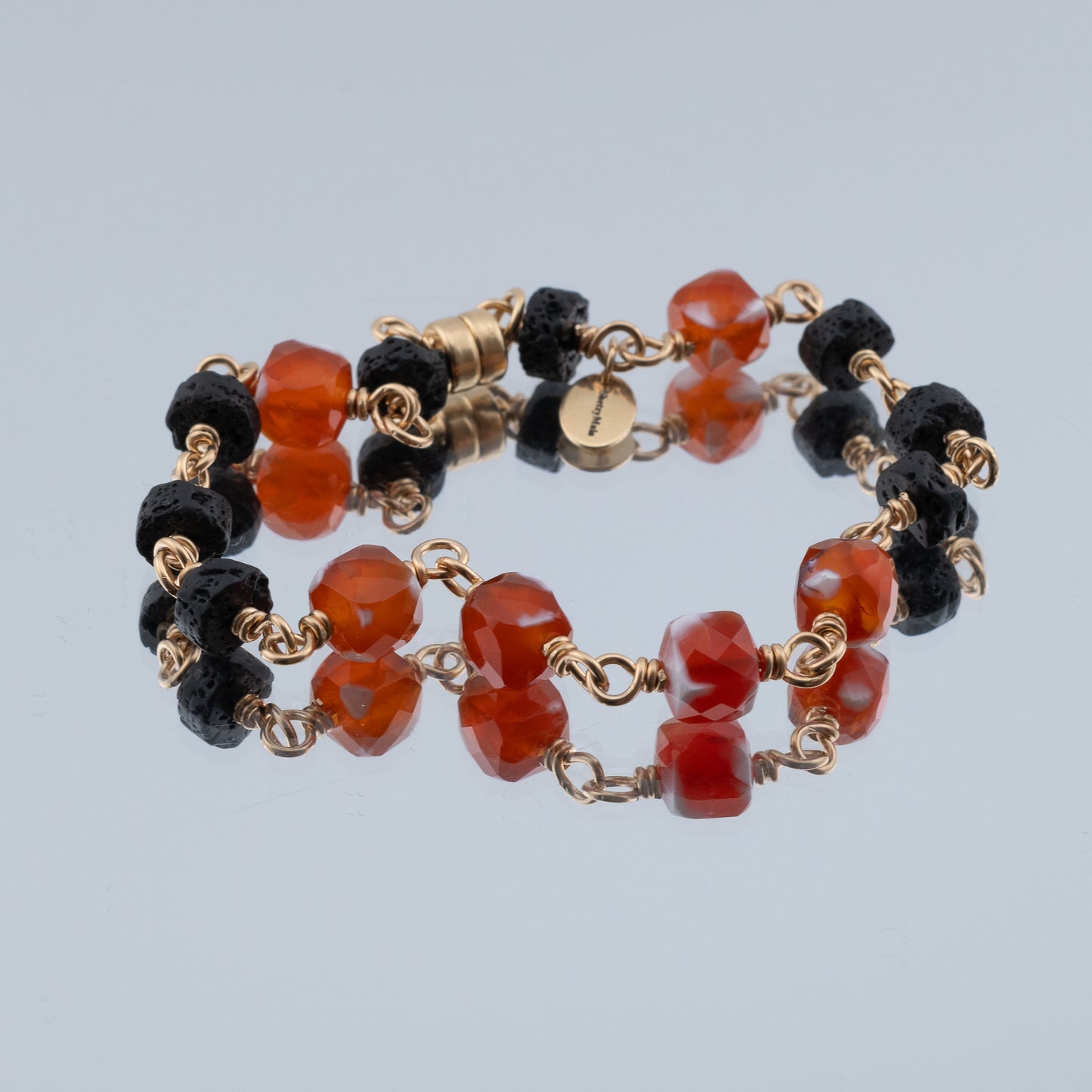 The Magma & Ember Bracelet – Fire Agate & Black Lava