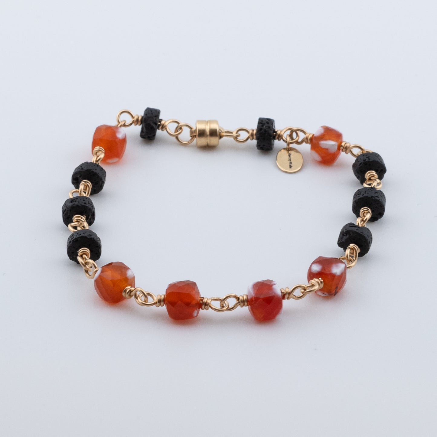 The Magma & Ember Bracelet – Fire Agate & Black Lava