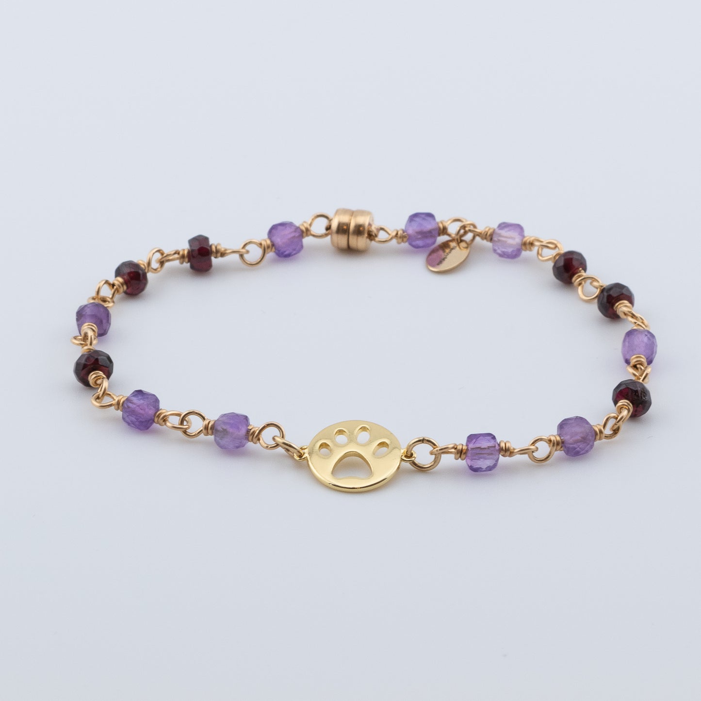 The Faithful Heart Bracelet – Amethyst, Garnet & Paw