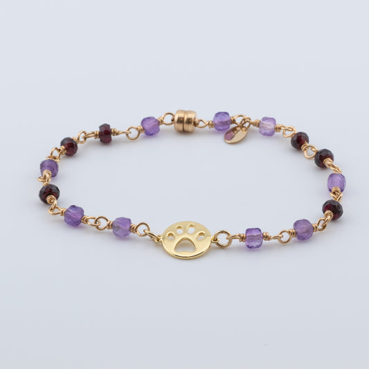 The Faithful Heart Bracelet – Amethyst, Garnet & Paw