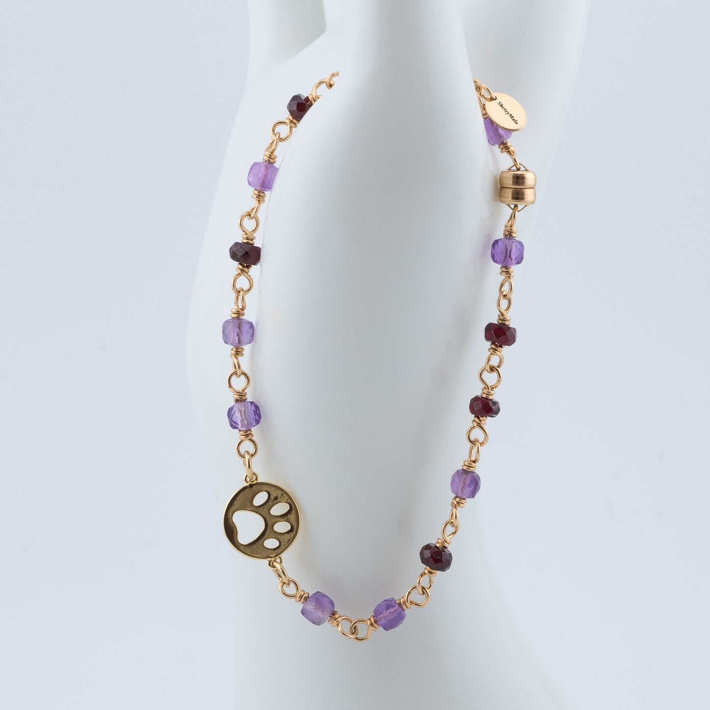 The Faithful Heart Bracelet – Amethyst, Garnet & Paw