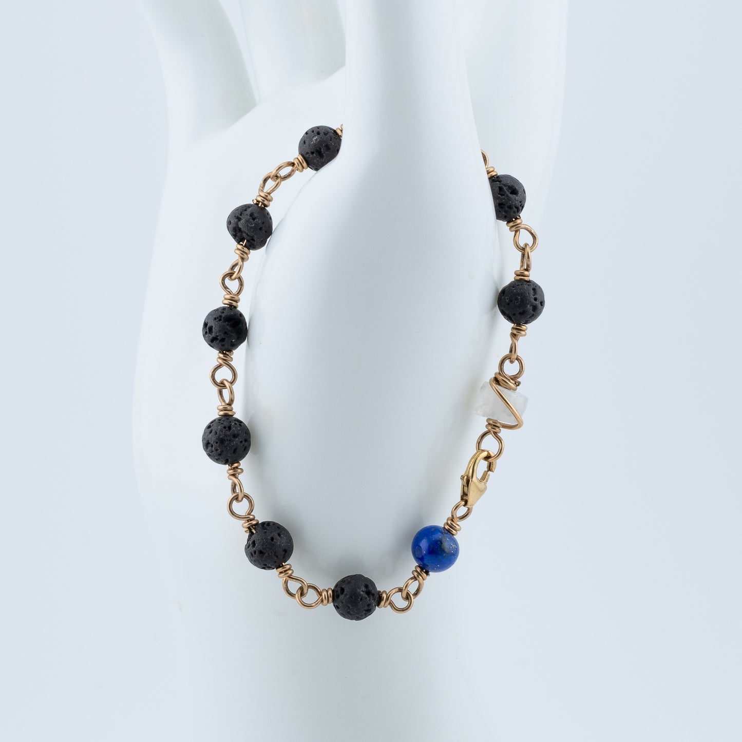 Black Lava, Lapis and Moonstone Bracelet