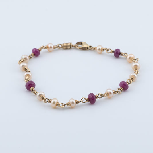 Ruby & Cultured Pearl Bracelet