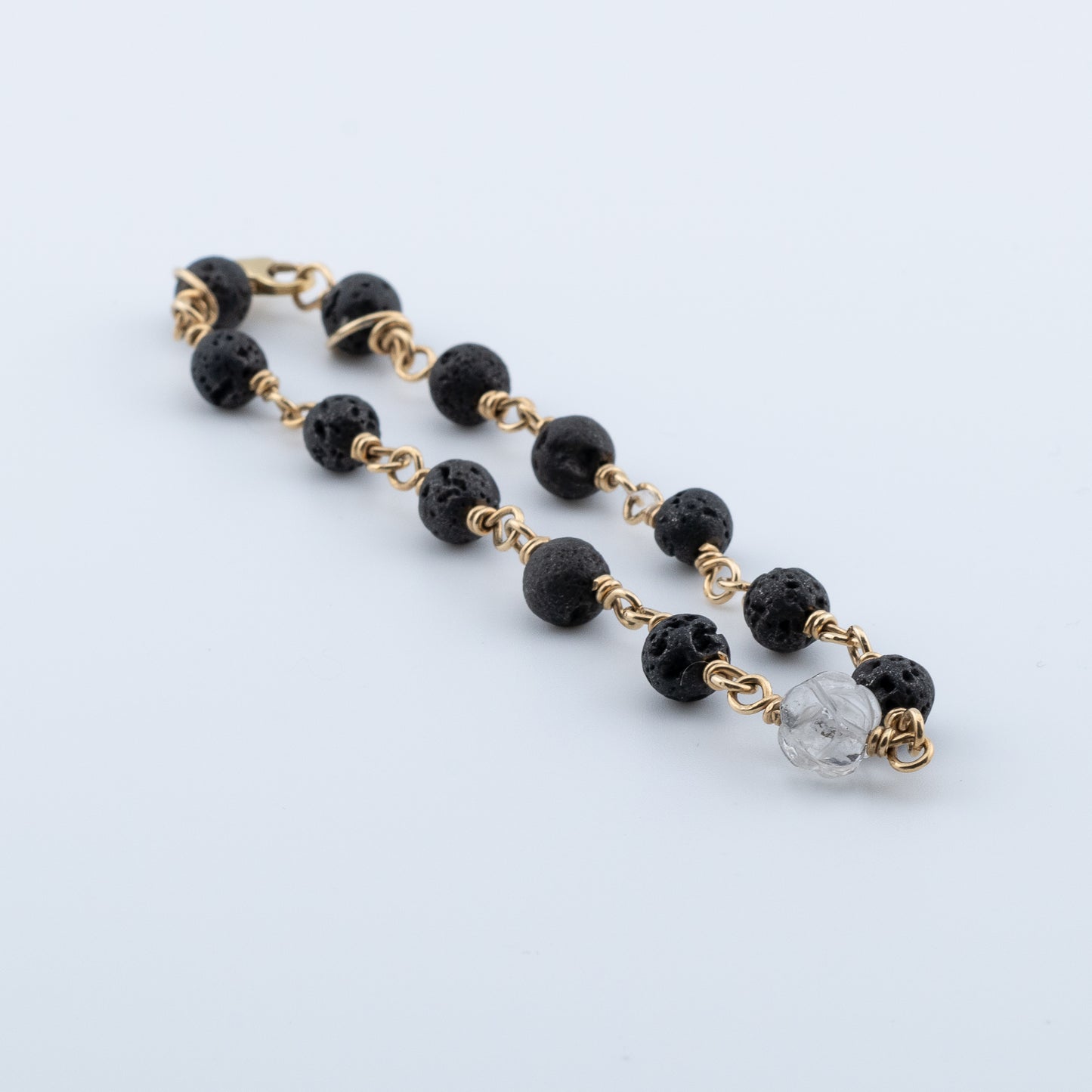 Black Lava and engraved Quartz Bracelet