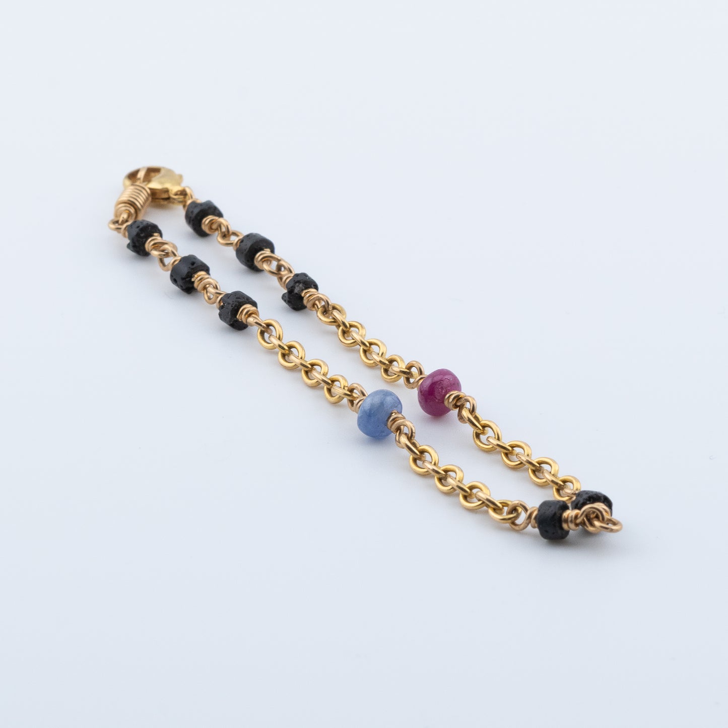 Ruby, Sapphire Black Lava Bracelet