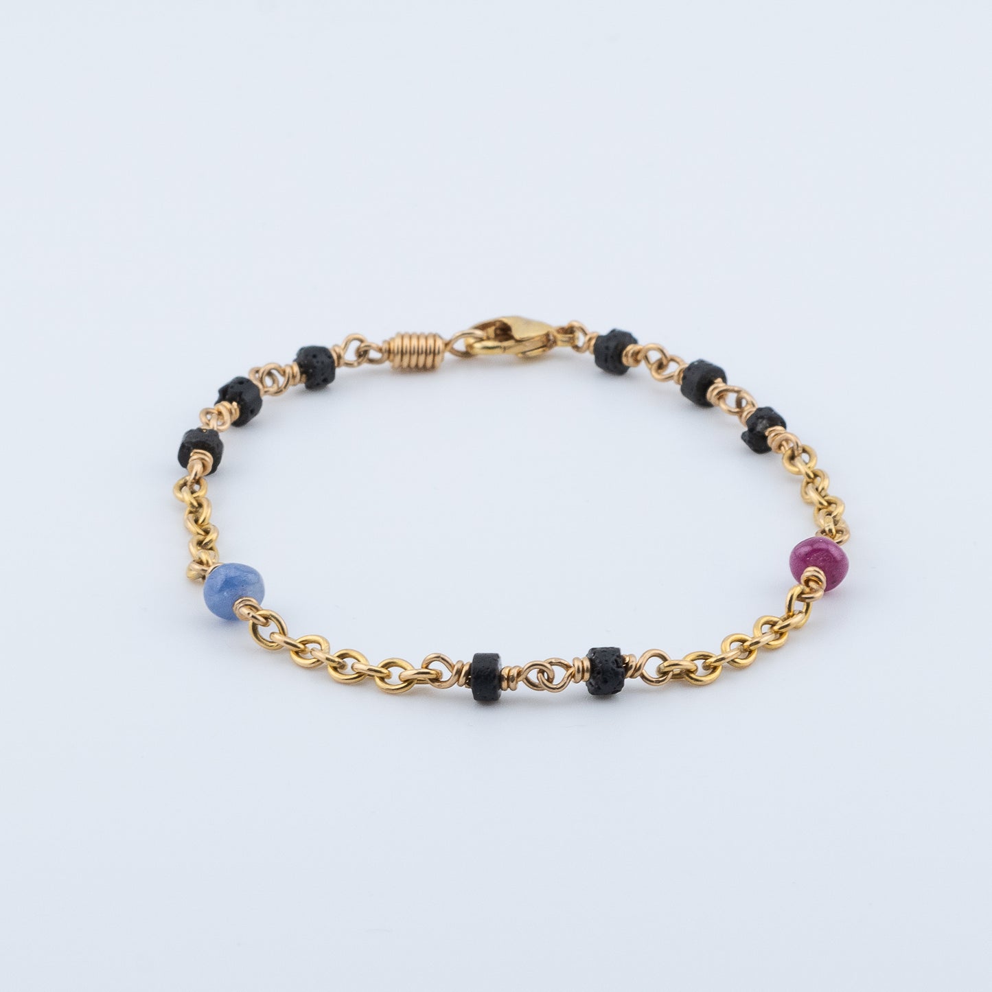 Ruby, Sapphire Black Lava Bracelet