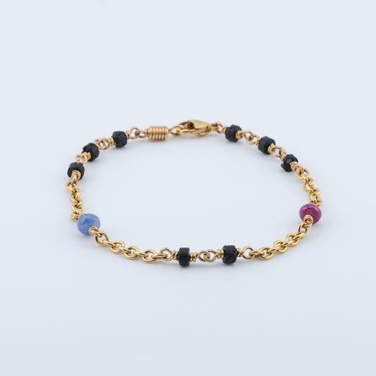 Ruby, Sapphire Black Lava Bracelet