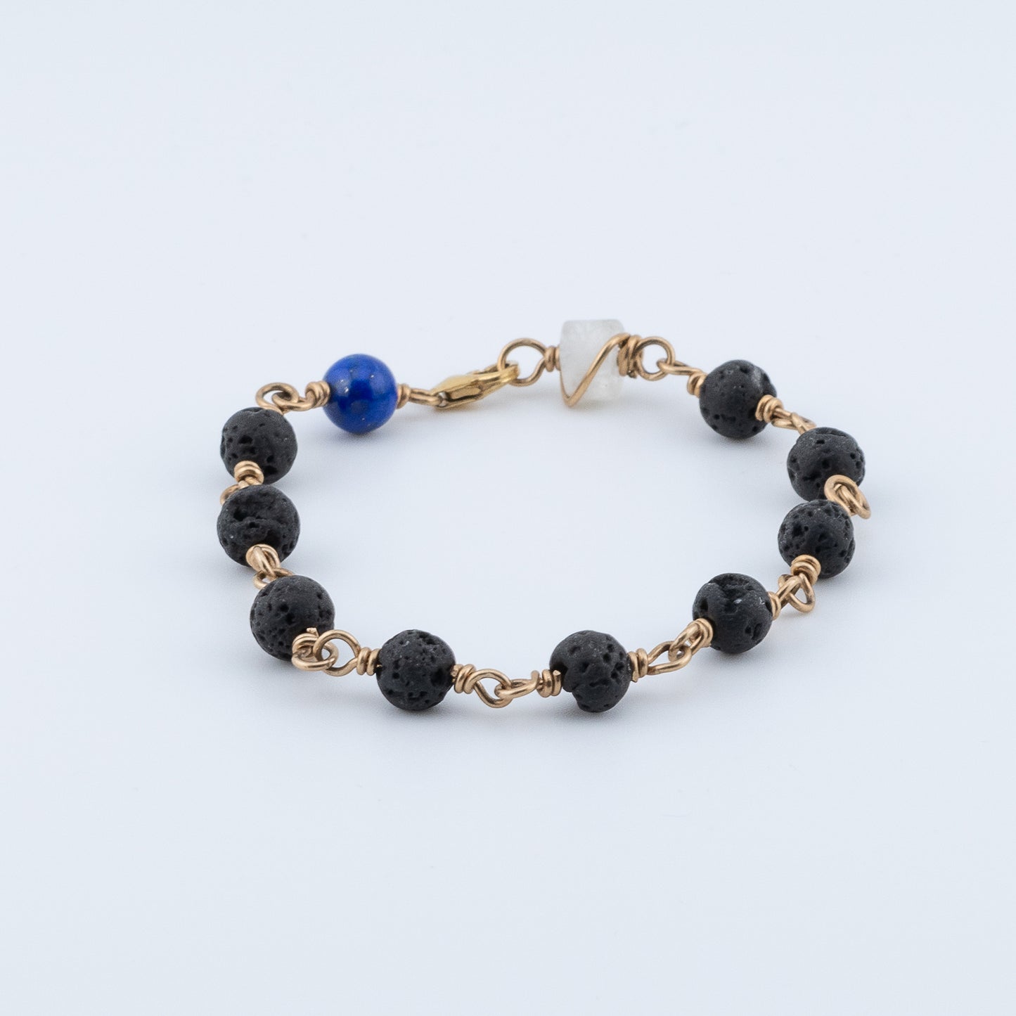 Black Lava, Lapis and Moonstone Bracelet
