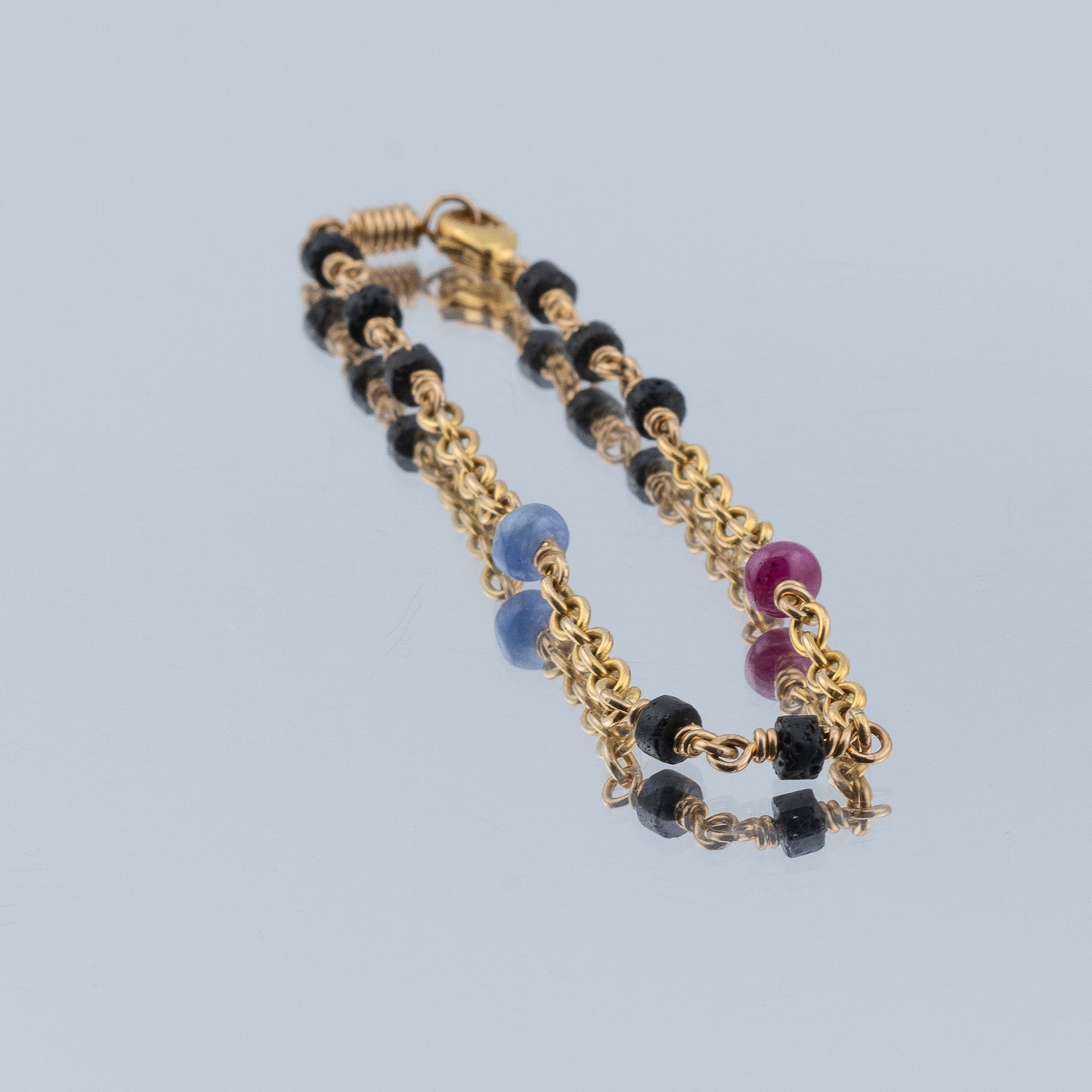 Ruby, Sapphire Black Lava Bracelet