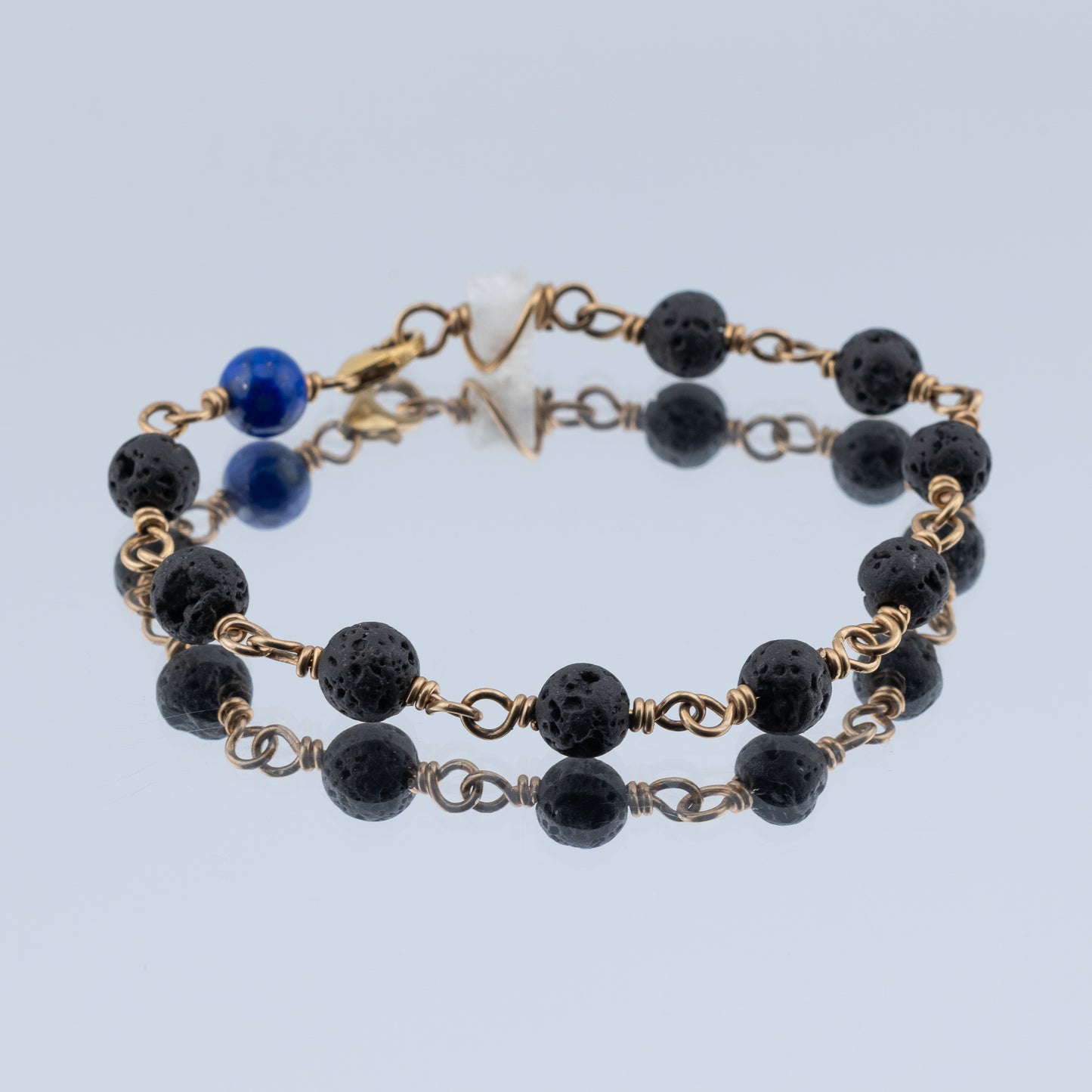 Black Lava, Lapis and Moonstone Bracelet
