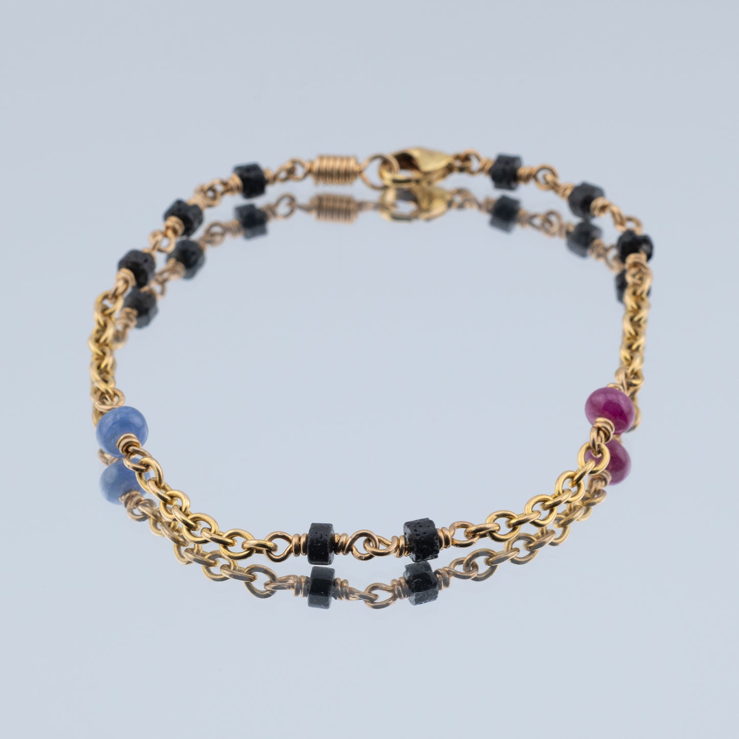 Ruby, Sapphire Black Lava Bracelet