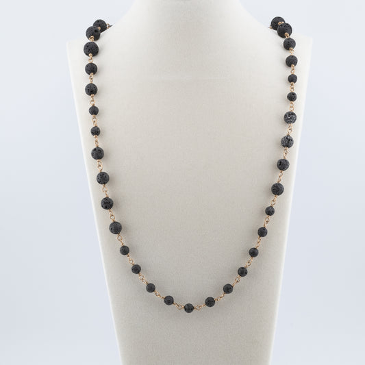 Black Lava Mala Necklace