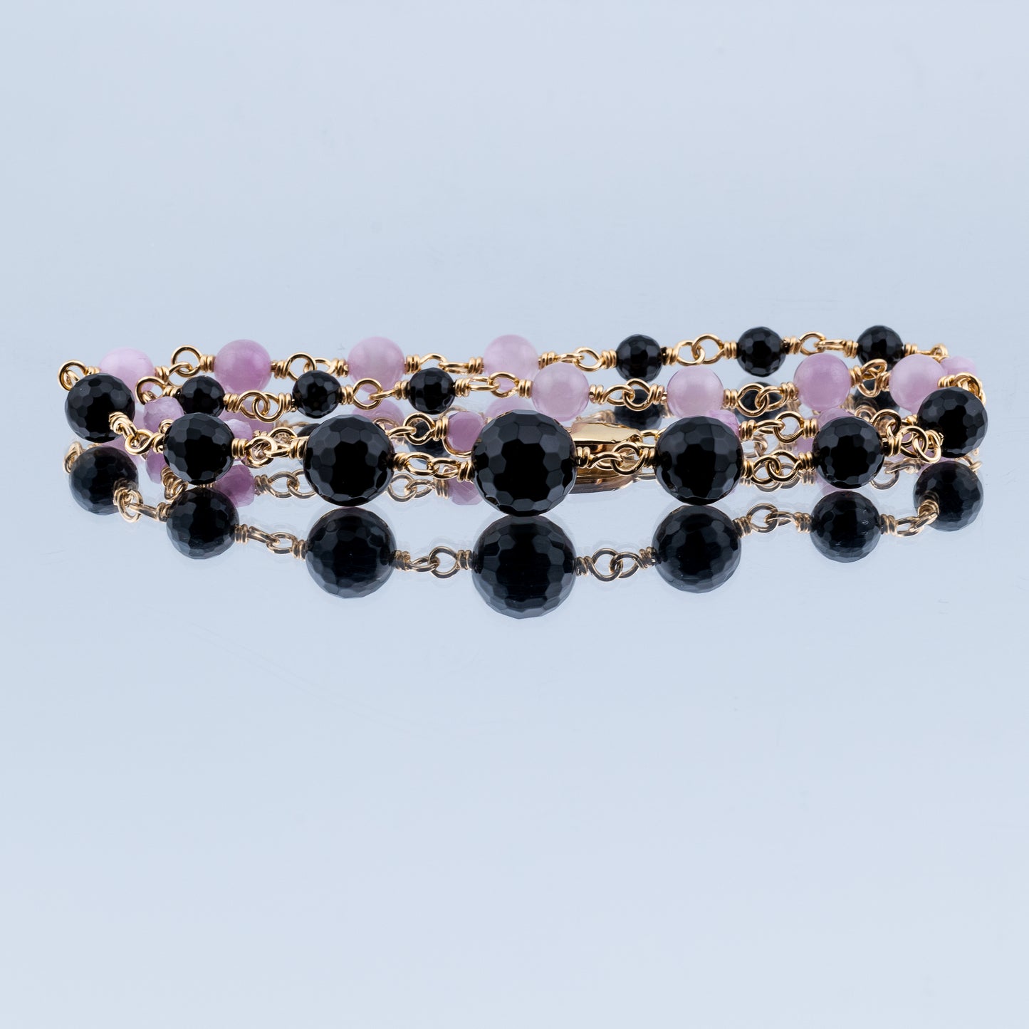 The Noir & Lilac Echo Necklace – Black Onyx & Kunzite
