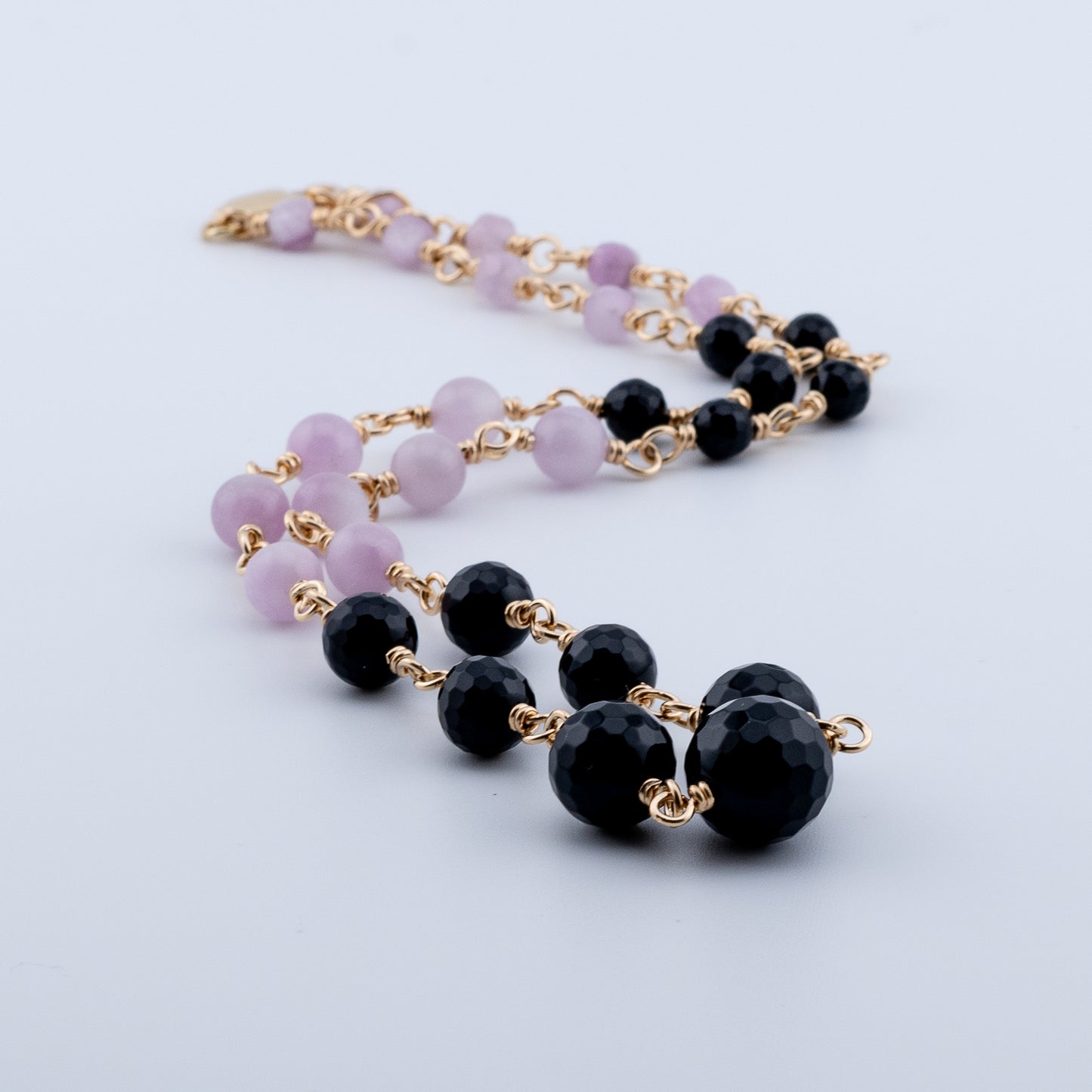 The Noir & Lilac Echo Necklace – Black Onyx & Kunzite