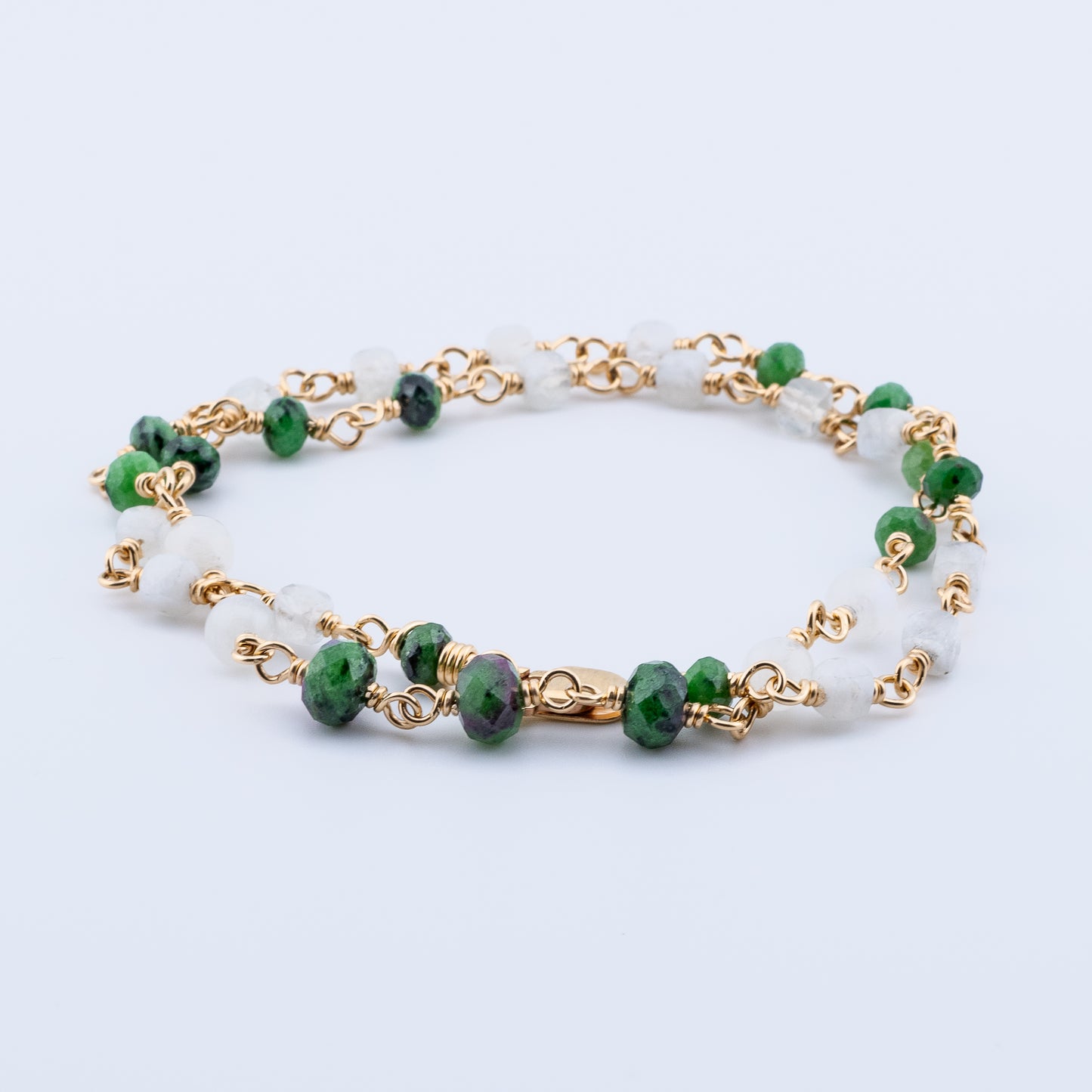 The Verdant Glow Necklace – Ruby in Zoisite & Rainbow Moonstone