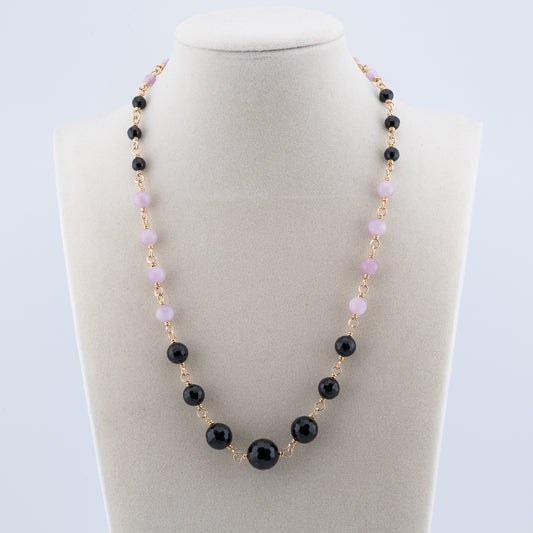 The Noir & Lilac Echo Necklace – Black Onyx & Kunzite