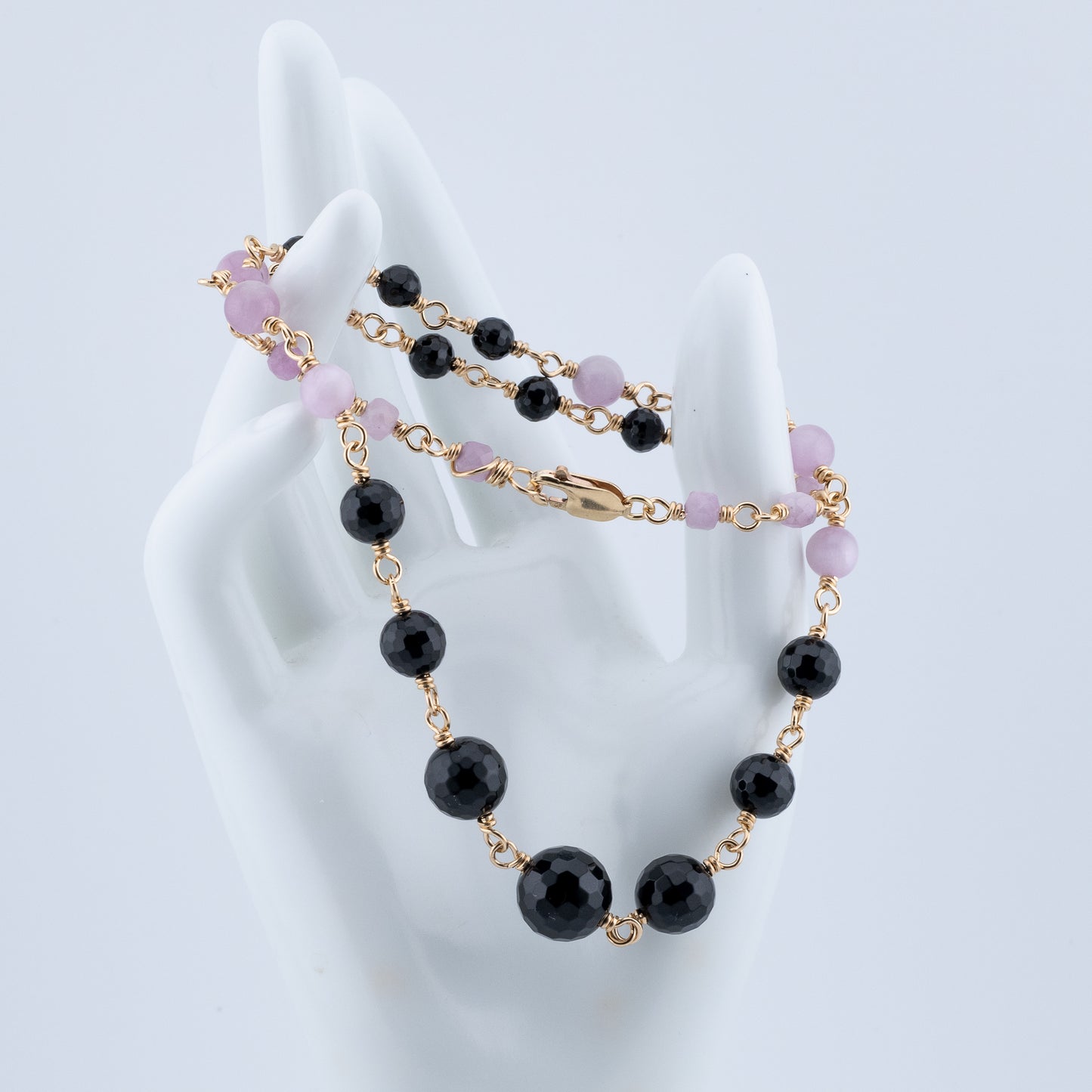 The Noir & Lilac Echo Necklace – Black Onyx & Kunzite