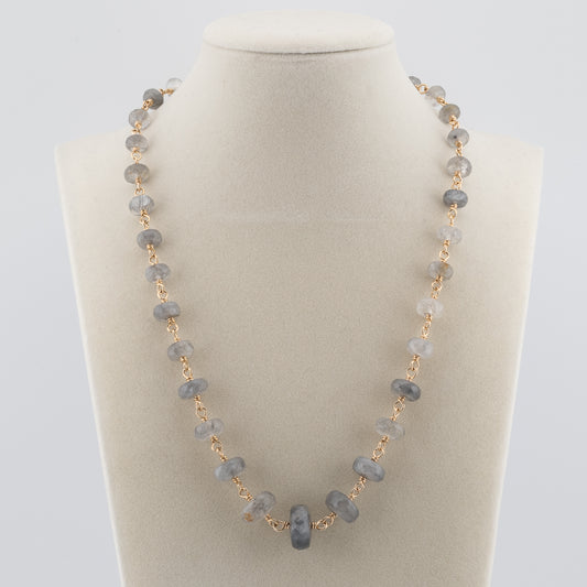 The Shadow & Silk Necklace – Graduated Grey Quartz