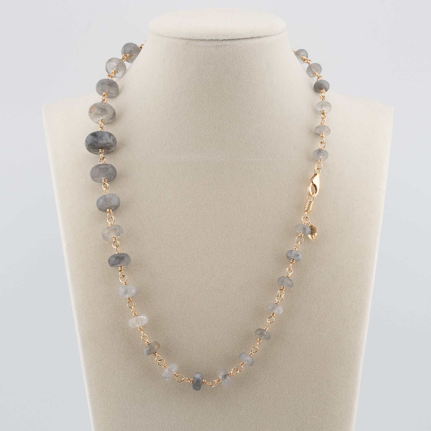 The Shadow & Silk Necklace – Graduated Grey Quartz