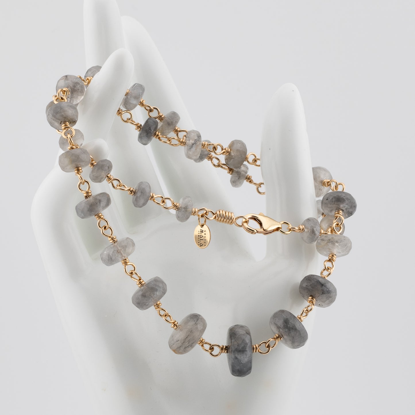 The Shadow & Silk Necklace – Graduated Grey Quartz