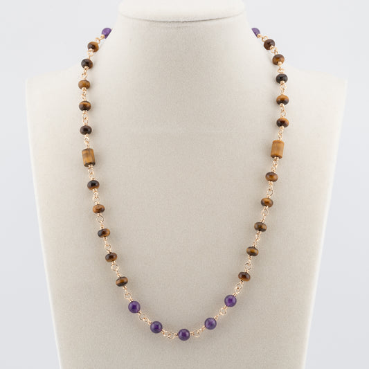 The Velvet Earth Necklace – Tiger's Eye & Amethyst