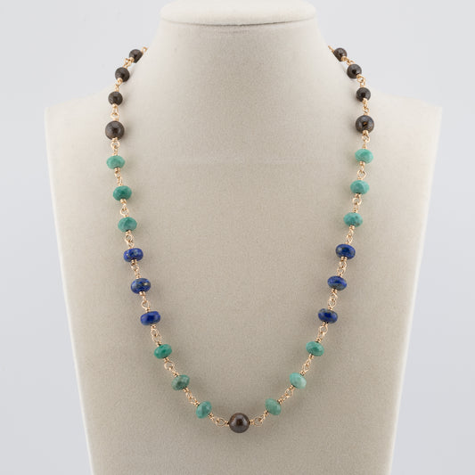 The Celestial Earth Necklace – Chrysoprase, Lapis, and Boulder Opal