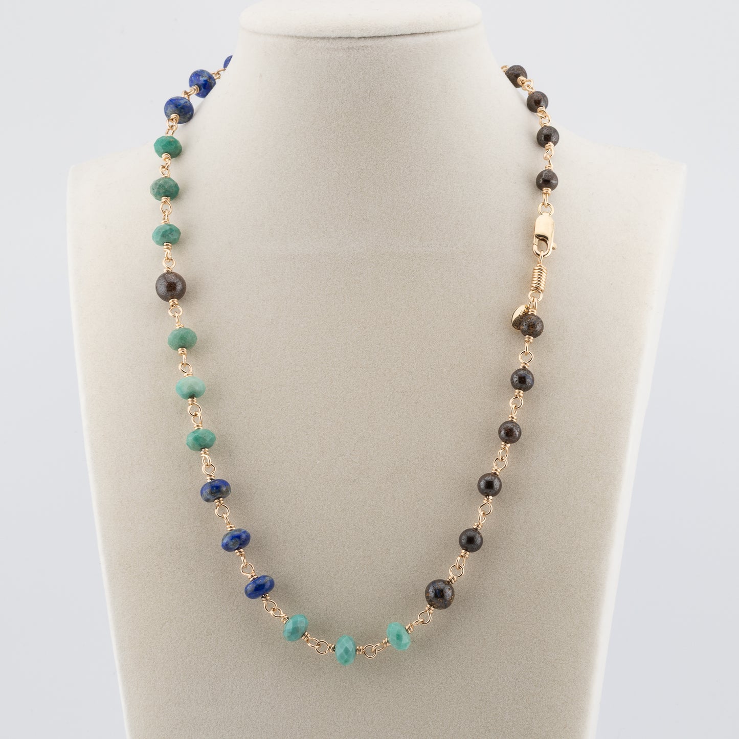 The Celestial Earth Necklace – Chrysoprase, Lapis, and Boulder Opal