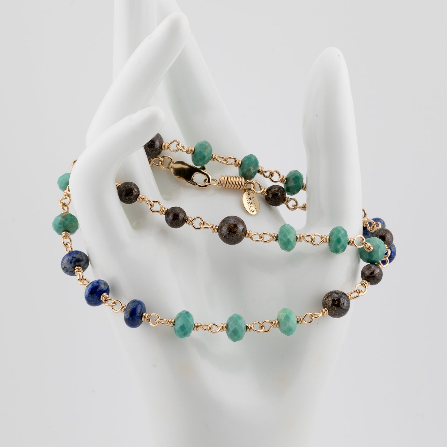 The Celestial Earth Necklace – Chrysoprase, Lapis, and Boulder Opal